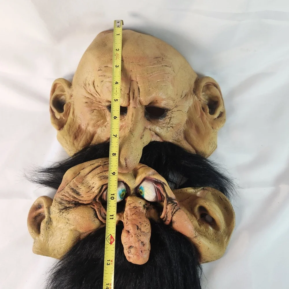 Vintage 2002 Paper Magic Group Latex Horror Masks Old Man Bug Eye Lot of 2